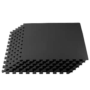 Black 24 in. W x 24 in. L x 1/2 in. Thick Multipurpose EVA Foam Exercise/Gym Tiles (12 tiles/pack) (48 sq. ft.)