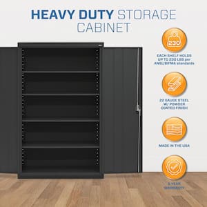 Elite Series Steel Freestanding Garage Cabinet in Black (46 in. W x 72 in. H x 24 in. D)