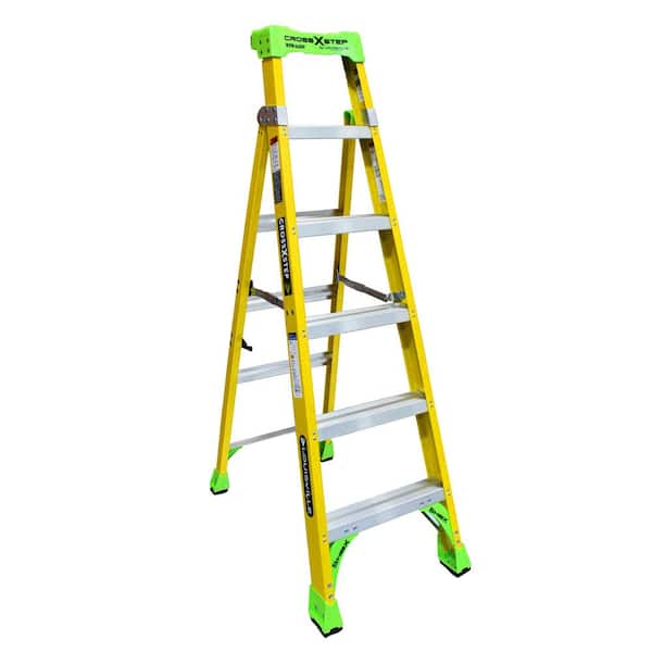 Louisville Ladder 6 ft. Fiberglass Cross Step Ladder with 375 lbs. Load Capacity Type IAA Duty Rating