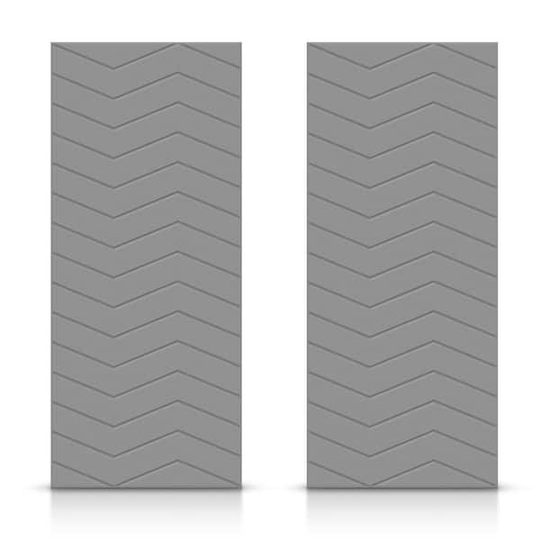 CALHOME 60 in. x 96 in. Hollow Core Light Gray Painted Composite MDF Interior Double Closet Sliding Doors
