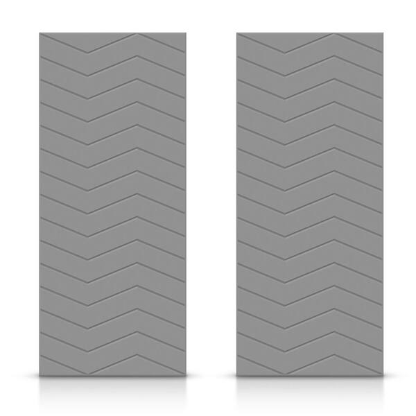 CALHOME 84 in. x 96 in. Hollow Core Light Gray Painted Composite MDF Interior Double Closet Sliding Doors