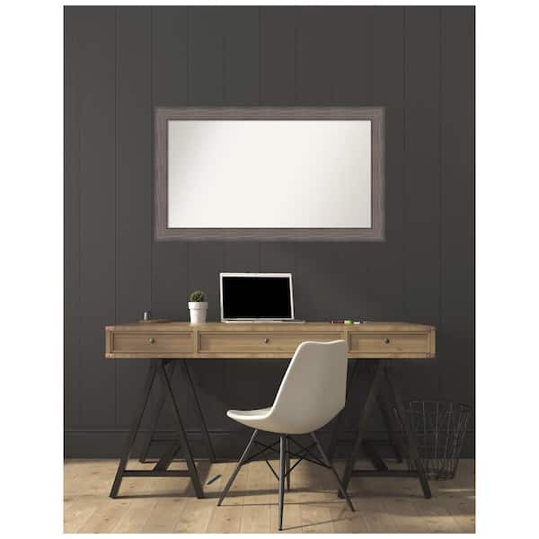Amanti Art Medium Rectangle Distressed Brown Modern Mirror (28.25 in. H x 48.25 in. W)