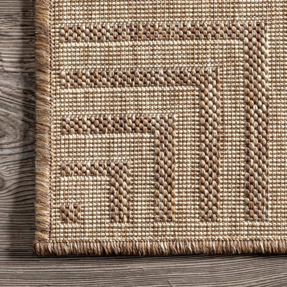 Casual Striped Border Light Brown Synthetic 4'x6' Area Rug
