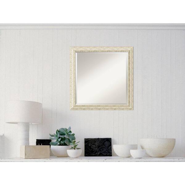 Amanti Art Medium Square White Wash Casual Mirror (23.5 in. H x 23.5 in. W)