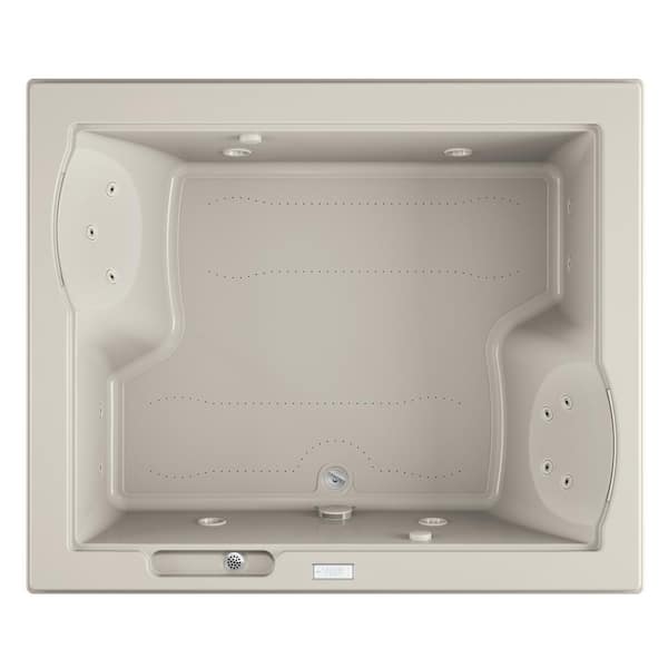 JACUZZI FUZION SALON SPA 71.75 in. x 59.75 in. Rectangular Combination Bathtub with Center Drain in Oyster