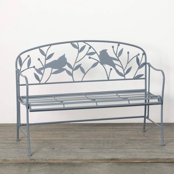 SULLIVANS 48 in. x 34.75 in. Gray Cardinal Metal Outdoor Garden Bench