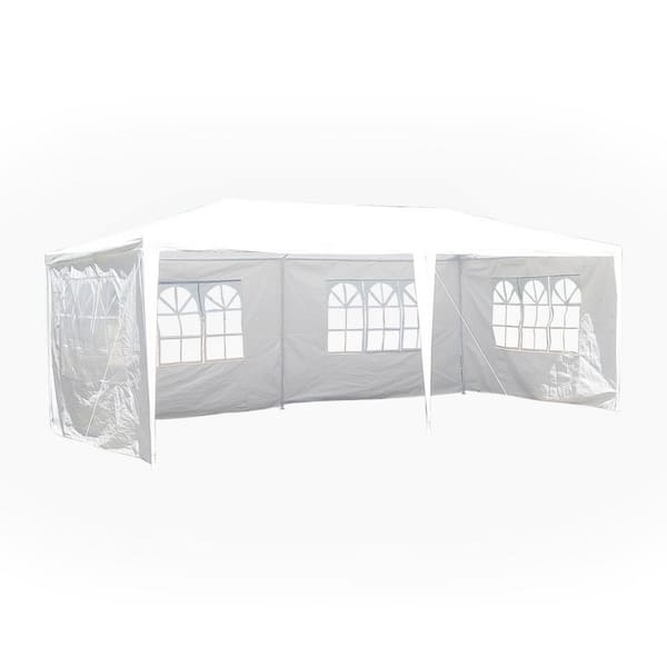 Kahomvis 10 ft. x 20 ft. White Outdoor Wedding Party Gazebo Canopy Tent with 6 Removable Sidewalls