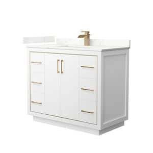 Icon 42 in. W x 22 in. D x 35 in. H Single Bath Vanity in White with Giotto Quartz Top