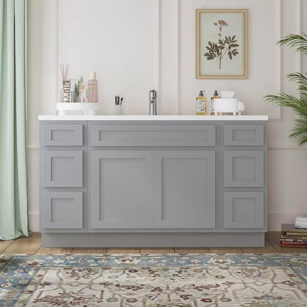 Vanity Art 60 in. W x 21 in. D x 32.5 in. H Bath Vanity Cabinet without Top in Gray