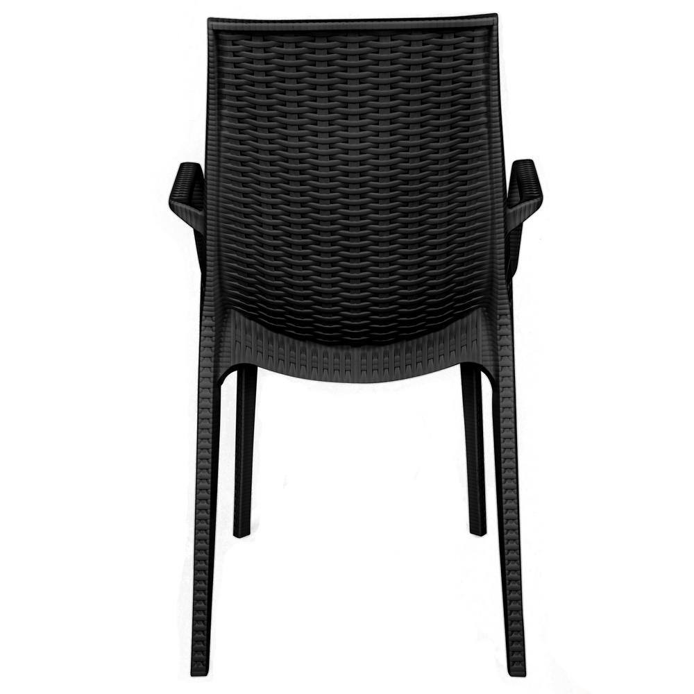Kent 35'' Black Weave Design Polypropylene Outdoor Dining Chair - Set of 2