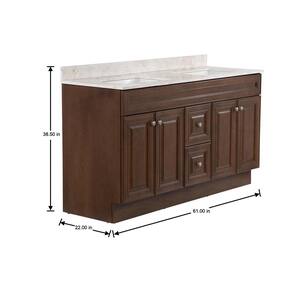 Glensford 61 in. W x 22 in. D x 39 in. H Double Sink  Bath Vanity in Butterscotch with Dune Cultured Marble Top