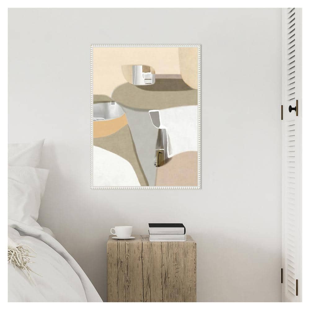 Sylvie Beaded White Abstract Canvas Framed Wall Art 23 x 30
