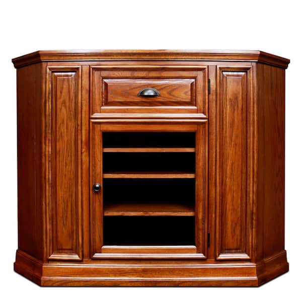Leick Home Riley Holliday 46 in. W Medium Oak High Profile Corner TV Stand with Enclosed Storage Hold's TV's up to 50 in. Wide