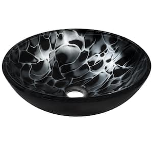 Tartaruga Glass Vessel Sink in Hand Painted Black