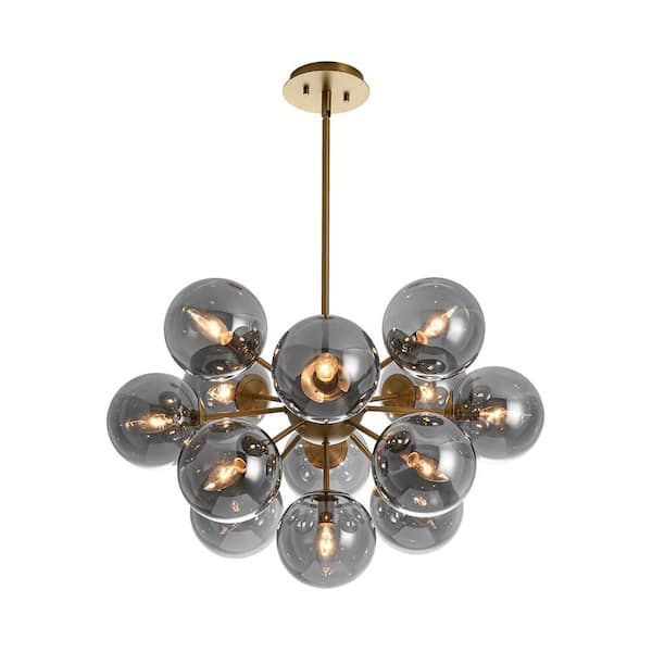 HUOKU Carla 13-Light 23.6 in. W Brushed Gold Modern Chandelier