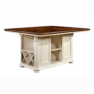 Clove 66 in. Rectangle Off White and Cherry Wood Counter Height Dining Table (Seats 8)