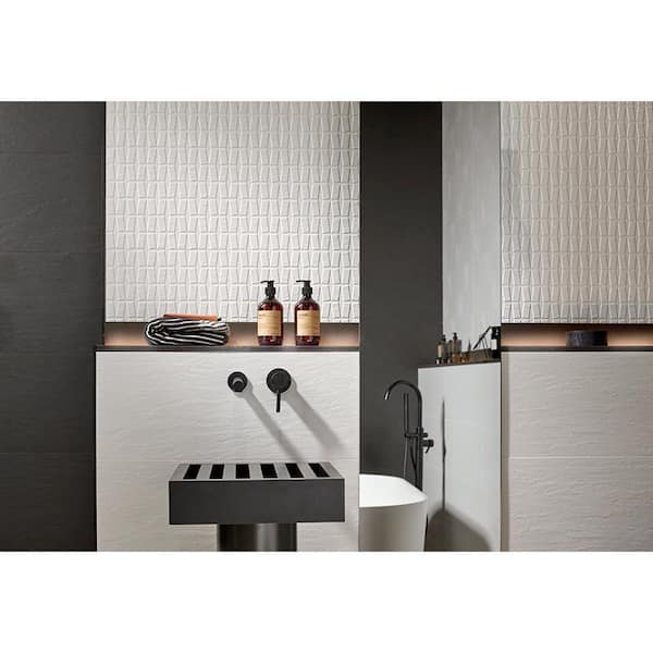 Imprint 11.81 in. x 35.43 in. Matte White Ceramic Rectangle Wall and Floor Tile (11.62 sq. ft./case) (4-pack)