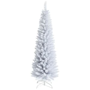 6 ft. White Regular Unlit Artificial Pencil Classic Christmas Tree with Metal Stand