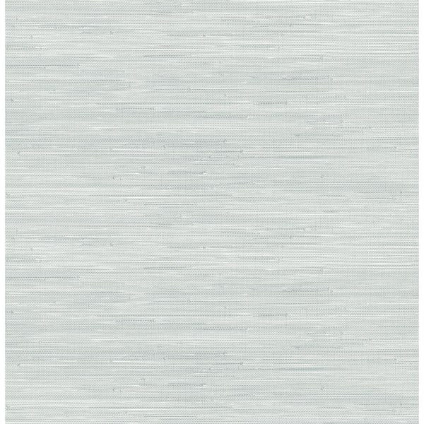 SOCIETY SOCIAL Whisper Blue Classic Faux Grasscloth Blue Textured Peel and Stick Vinyl Wallpaper