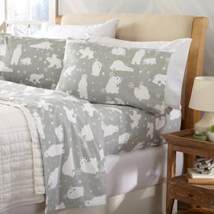 FRESHFOLDS 4-Piece Gray 100% Turkish Cotton Full Premium Flannel Sheet Set  EC201046 - The Home Depot
