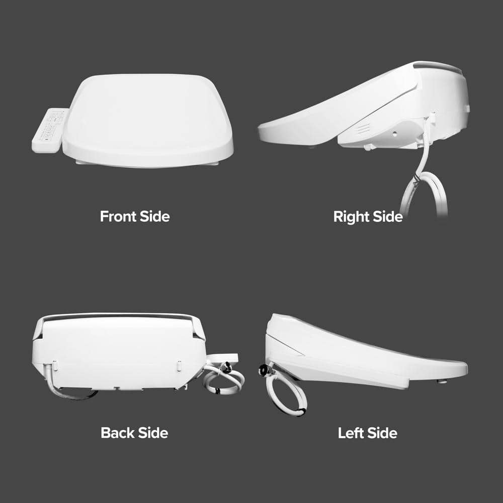 White Electric Bidet Toilet Seat with Heated Water and Touch Control