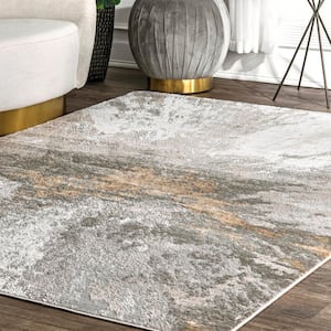 Cyn Modern Abstract Silver 5 ft. x 8 ft. Area Rug