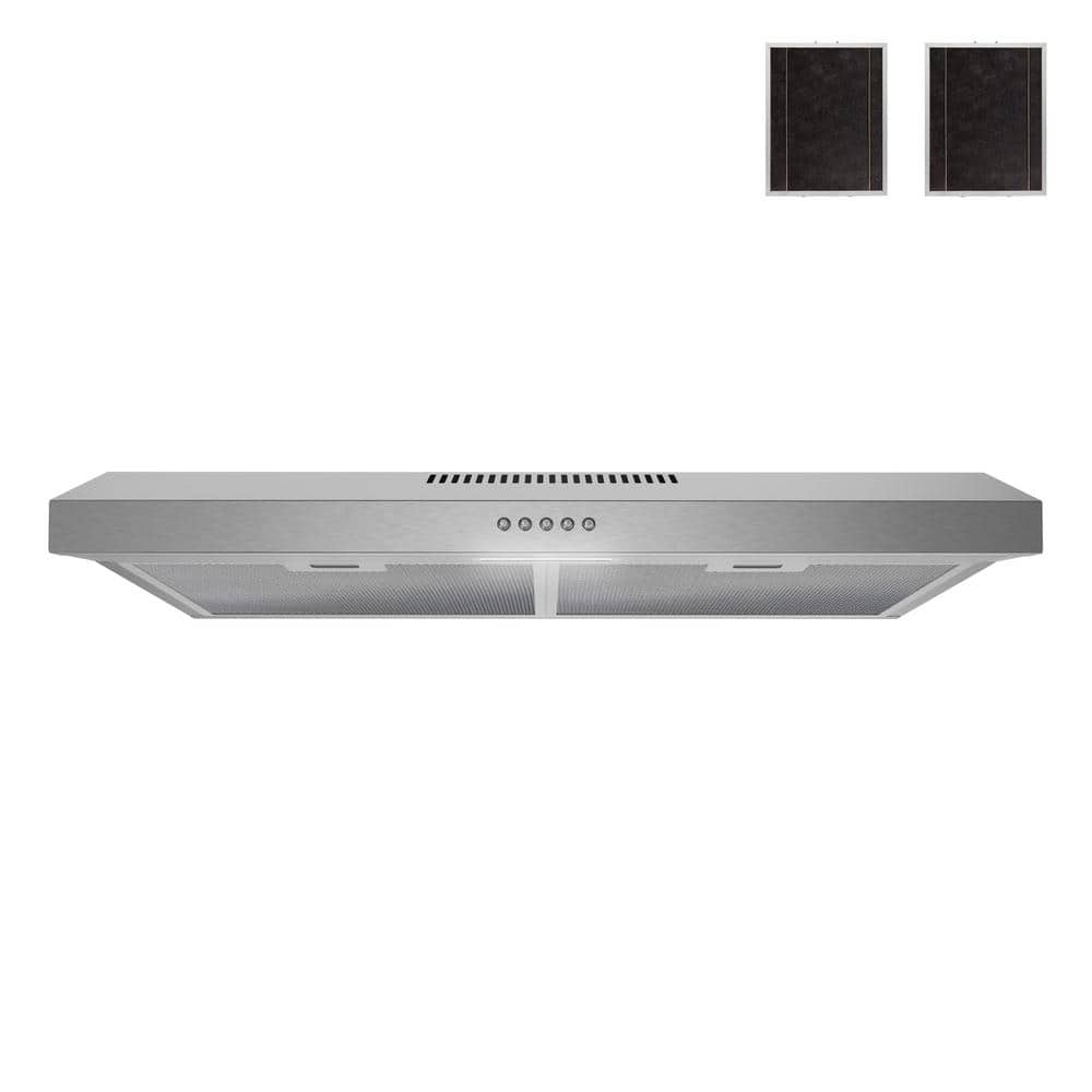 30 in. 80 CFM Ausa Convertible Under Cabinet Range Hood in Brushed Steel, Mesh Filters, Push Button Control, LED Light price history on PriceWatchPro