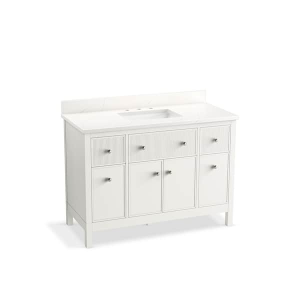 Malin by Studio McGee 48 in. White Bath Vanity with Bianco Bella Quartz Top