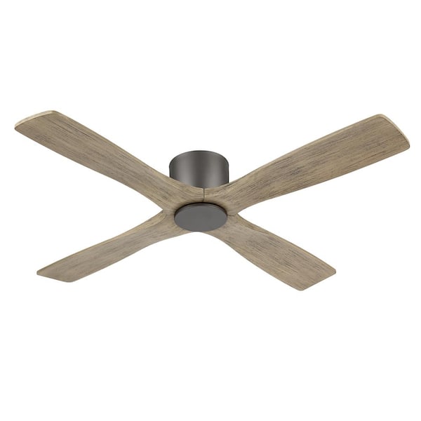 48 in. (4 ft.) 4 Solid Wood Blades Indoor Flush Mount Ceiling Fan with Remote, Grey