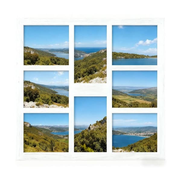 8 Openings 5" x 7" Black Wood Collage Frame for Wall Mounting