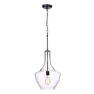 Myosotis 1-Light Clear Glass Shaded Pendant Light for Dining Room, Kitchen, Foyer, with No Bulbs Included
