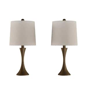 24.5 in. Bronze Mid-Century Modern Metal Flared Trumpet Base LED Table Lamps (Set of 2)
