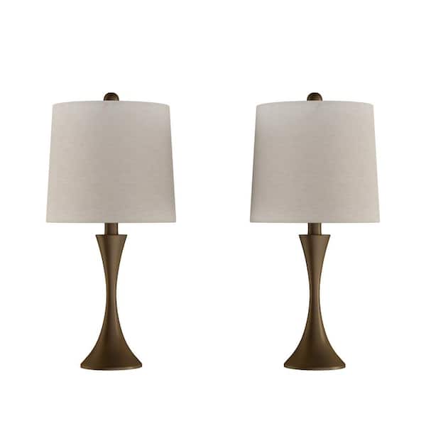 magneet Anoi Europa Lavish Home 24.5 in. Bronze Mid-Century Modern Metal Flared Trumpet Base  LED Table Lamps (Set of 2) HW1000063 - The Home Depot