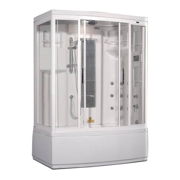 Aston ZAA208 59 in. x 36 in. x 86 in. Steam Shower Right Hand Enclosure Kit with Whirlpool Bath in White