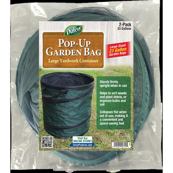 Dalen Pop-Up Garden Bag - Two 23 Gal. Collapsible Yardwork Containers - Convenient and Durable
