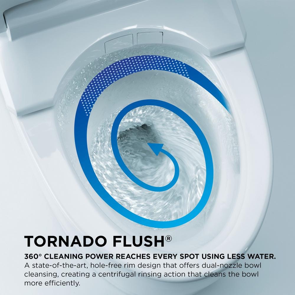 Cotton White Elongated Dual Flush Macerating Toilet with Bidet