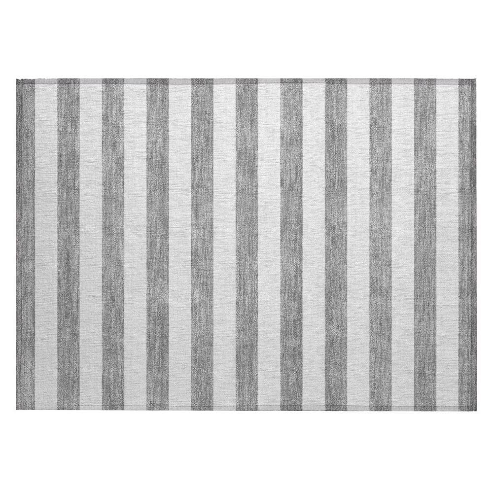 Gray and White 2 ft. x 3 ft. Woven Striped Polyester Rectangle Indoor/Outdoor Area Rug price history on PriceWatchPro