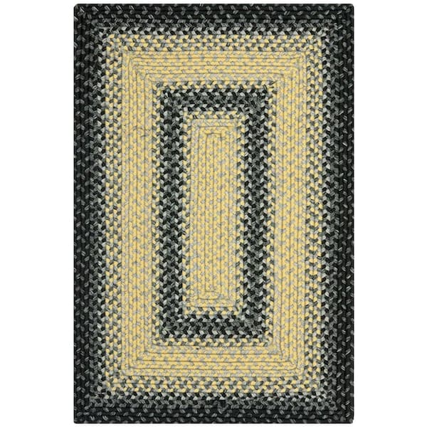 SAFAVIEH Braided Black/Grey Doormat 2 ft. x 3 ft. Border Area Rug