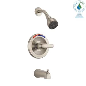 1-Handle Wall Mount Tub and Shower Faucet Trim Kit in Brushed Nickel (Valve Not Included)