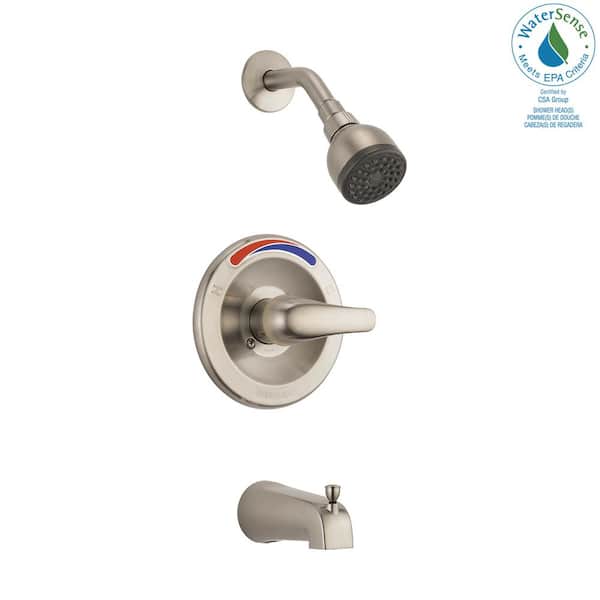 Peerless 1-Handle Wall Mount Tub and Shower Faucet Trim Kit in Brushed Nickel (Valve Not Included)