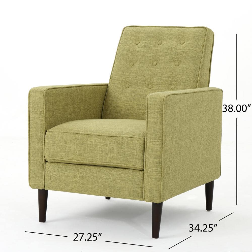 Handcrafted Beige Microfiber Wood Recliner with Tufted Back