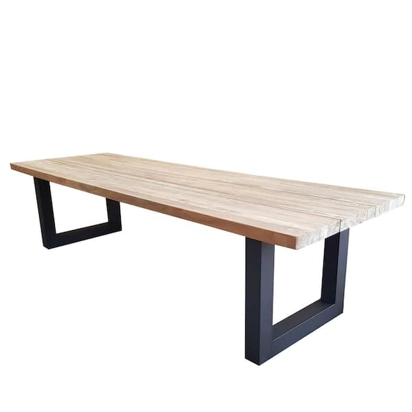 Padma's Plantation Outdoor Vittoria 43.7 in. Rectangle Natural Wood Top with Wood Frame Top Reclaimed Teak Dining Table (Seats 12)