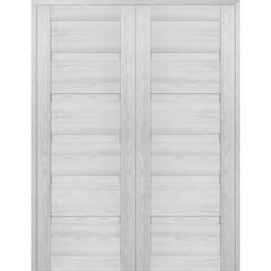 Louver 60 in. x 95.25 in. Both Active Ribeira Ash Wood Composite Double Prehung Interior Door