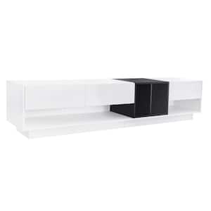 White TV Stand Fits TV's up to 80 in. with Storage, 2-Tone Media Console and Versatile Compartment