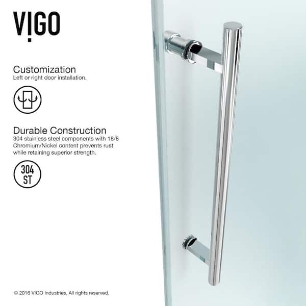 Elan 56 to 60 in. W x 66 in. H Sliding Frameless Tub Door in Chrome with 3/8 in. (10mm) Clear Glass