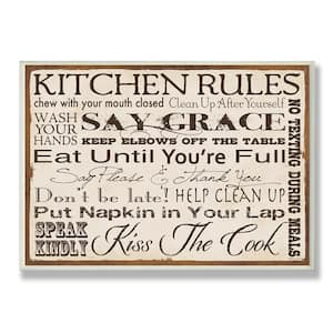 12.5 in. x 18.5 in. "Kitchen Rules Creme Typography" by Stephanie Workman Marrott Printed Wood Wall Art