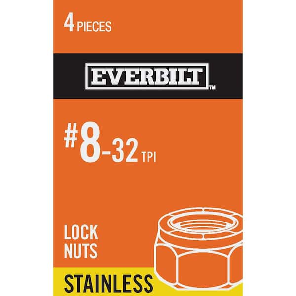 Everbilt #8-32 Stainless Steel Nylon Lock Nut (4-Pack)