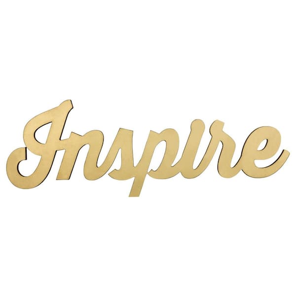 HomeRoots 8 in. Gold Glossy Golden Inspire Wall Art