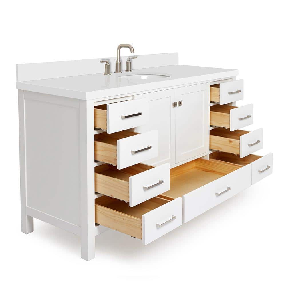 Cambridge 61" White Quartz Top Freestanding Single Vanity