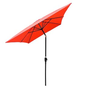 9 ft. x 6 ft. Rectangular Steel Market Tilt Patio Umbrella in Brick Red with Crank for Table Deck Pool Terrace Lawn